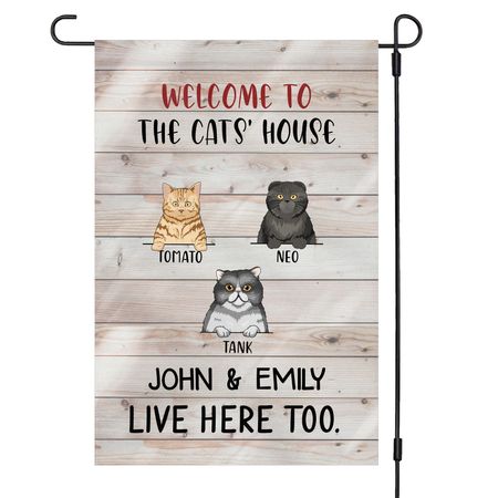 Welcome To The Cat's House Cat Garden Flag